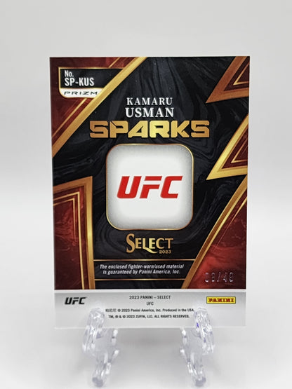 2023 UFC Select Kamaru Usman Sparks Memorabilia Blue #8/49